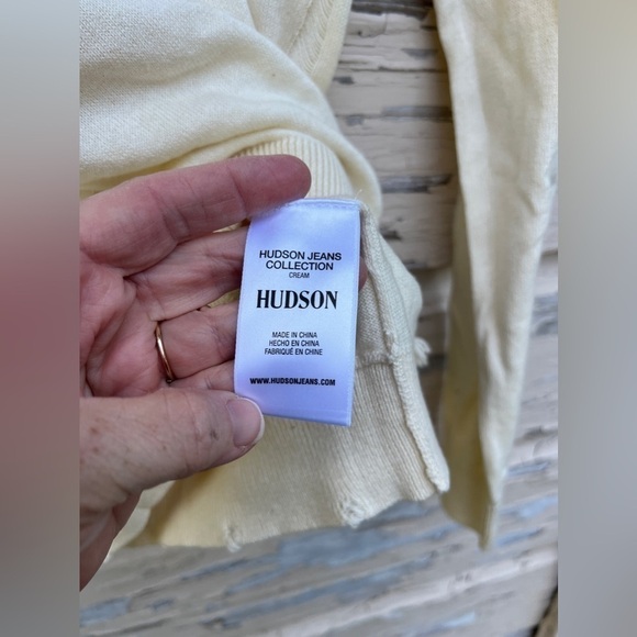 Hudson Jeans Cashmere Blend Distressed Soft Twist Back BoHo Pullover Sweater L - Picture 14 of 16